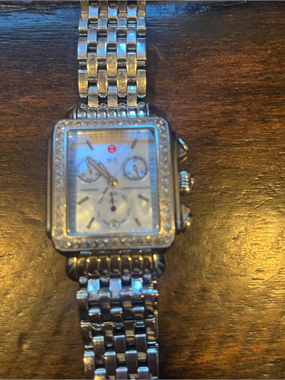 Michele Silver Diamond-Trim Stainless Steel Chronograph Watch - Picture 2 of 10